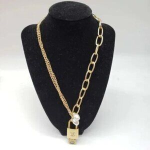 Gold-Plated Necklace with Authentic Louis Vuitton Padlock